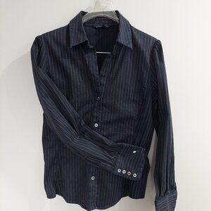 Banana Republic Navy Pinstripe Button Down Shirt